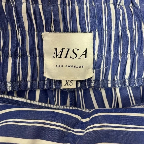 3 FOR $15 Misa Los Angeles Blue and White Striped Cropped Wide Leg Pants SZ XS - Picture 4 of 10